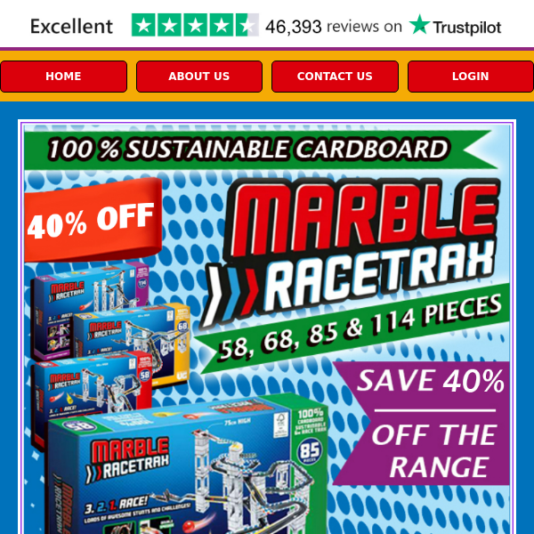 LAST CHANCE! Is this the world’s first 100% sustainable marble run? SAVE 40%!