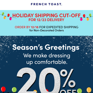 Last chance for holiday delivery!