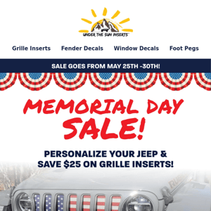 ✨ SAVE $25 on Grille Inserts & Show Off Your Style During Memorial Day SALE!