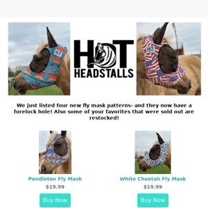 NEW Fly Mask Patterns