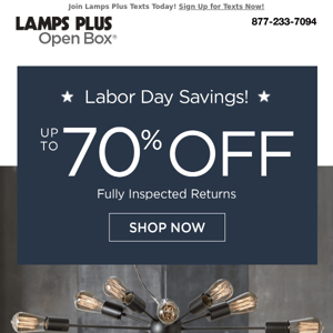 Labor Day Specials! Up to 70% Off