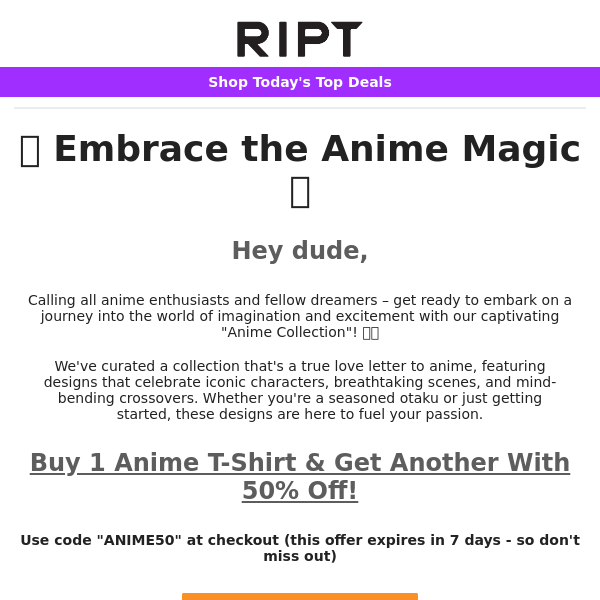 [50% OFF Anime] 🌟 Embrace the Anime Magic 🔥