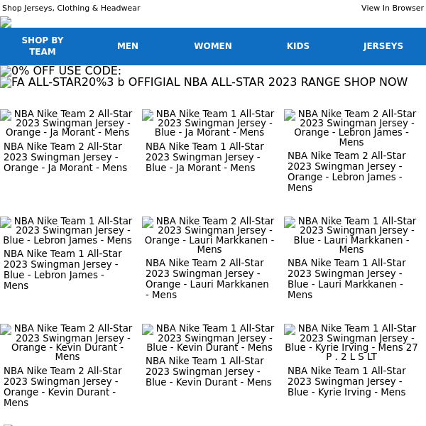 NBA Nike Team 1 All-Star 2023 Swingman Jersey - Blue - Kyrie Irving - Mens