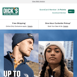 Sunday at DICK'S Sporting Goods... What if we said you could receive up to 50% off select boots and outerwear?