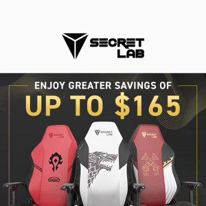 Here’s up to $165 off your first Secretlab chair