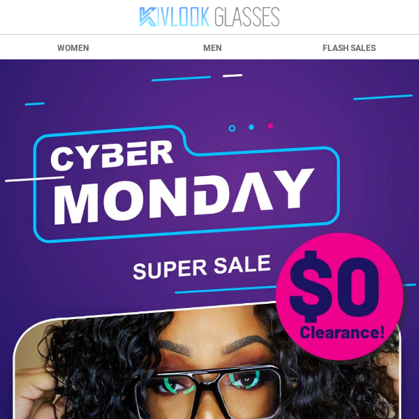 Ending Soon! $0 Glasses+BOGO Cyber Week Sale! 😎Don't Miss Out!