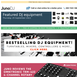Juno reviews the Omnitronic TRM-422 DJ mixer + Denon DJ Prime Go back in stock & more DJ equipment news...