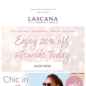 Lascana, enjoy 20% off sitewide!