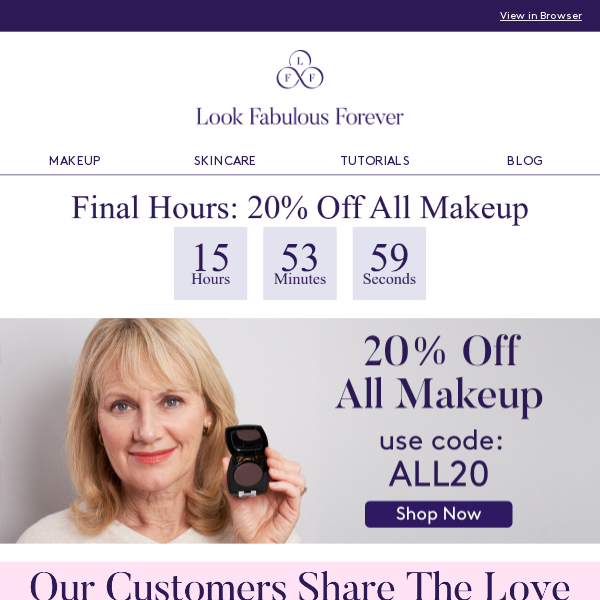 Final Hours: 20% Off All Makeup