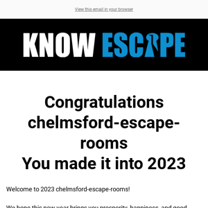 🔒 Congratulations Chelmsford Escape Rooms