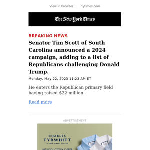 Breaking News: Tim Scott begins presidential campaign, adding to list of Trump challengers