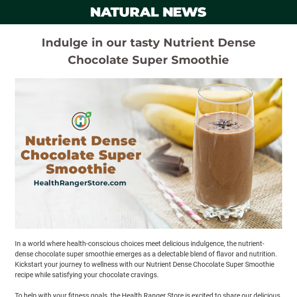 Indulge in our tasty Nutrient Dense Chocolate Super Smoothie