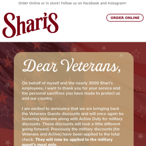 Veterans: A Message from our Owner & C.E.O.