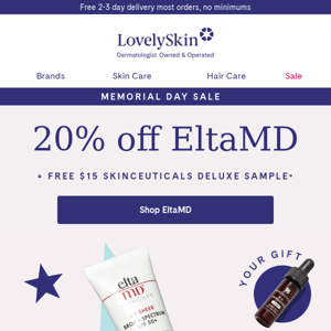 Stars, stripes & 20% off EltaMD savings ends Monday!