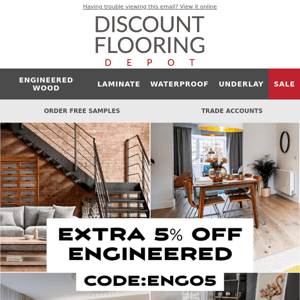 Extra 5% Off Engineered Flooring Ends Tomorrow!