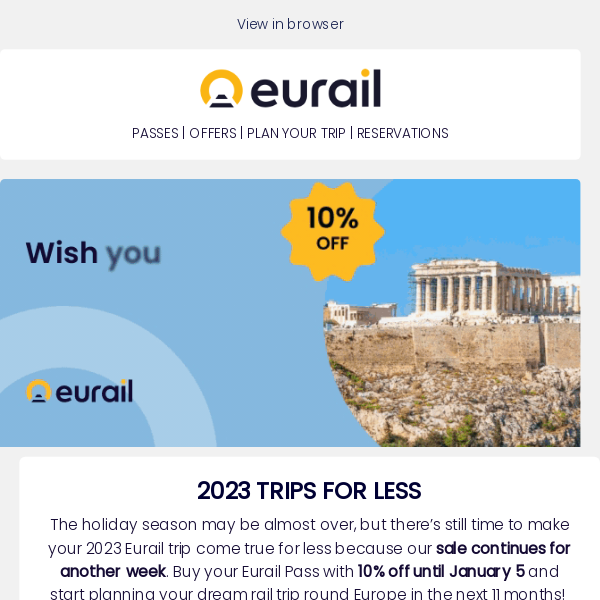 Don’t forget: 10% off Eurail Passes! 🚂