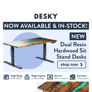 IN-STOCK: New Desky Resin Hardwood Desks!