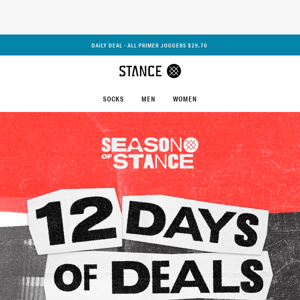 Season of Stance: 12 Days of Deals 🎄🎁