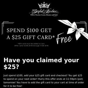 🎀 GET $25 WHEN YOU SPEND $100