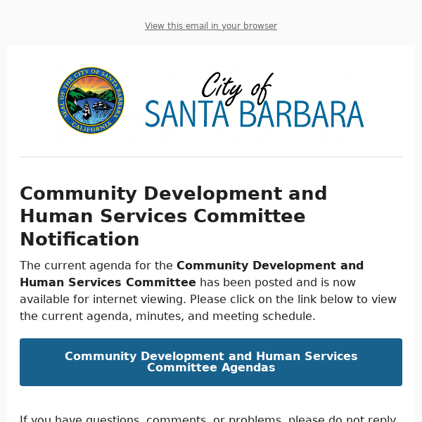 Community Development and Human Services Committee - Agenda Posting Notification