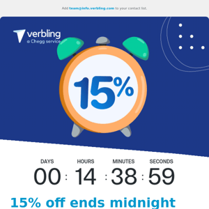 Hurry, 15% ends tonight ⏰