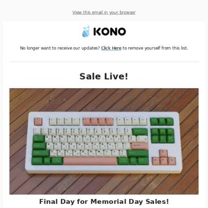 Final Day for Memorial Day Sales! - Kono Store