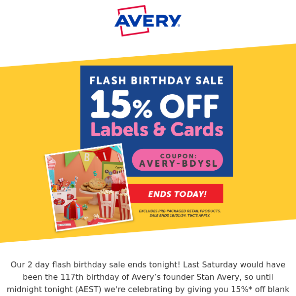 15% Off Flash Birthday Sale - Ends Tonight