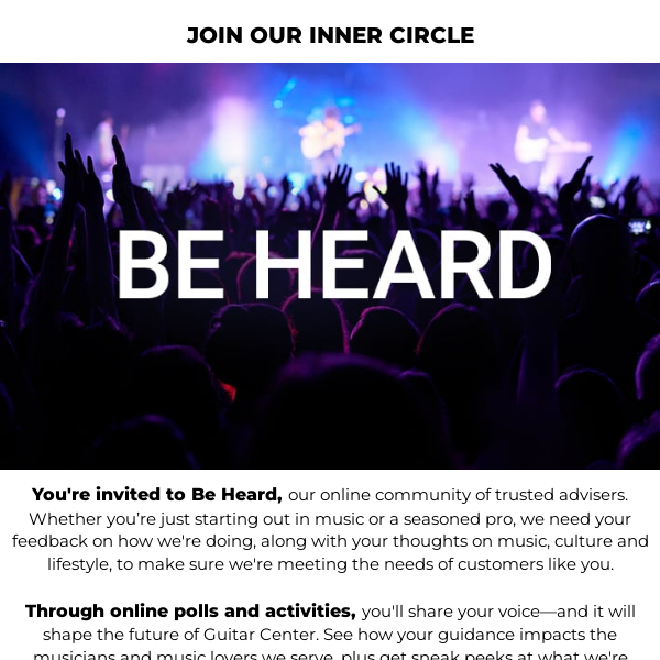 You’re invited: Join our community and Be Heard