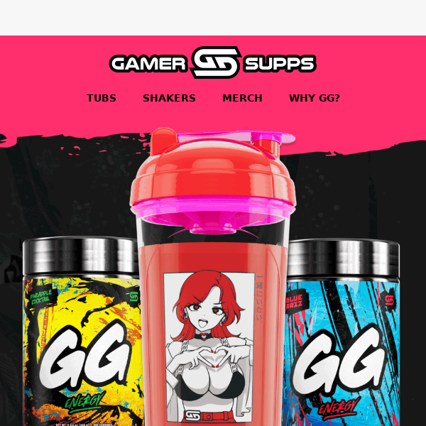 Free Waifu Cup with any GG tub now that's Love at First Sight 😚💕 #GG  #energy #waifu #waifucups #gamersupps