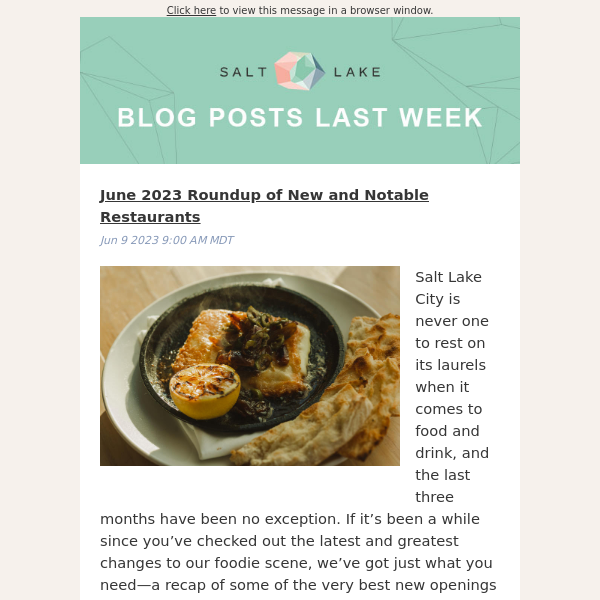 Check out the latest updates to the Salt Lake Scene