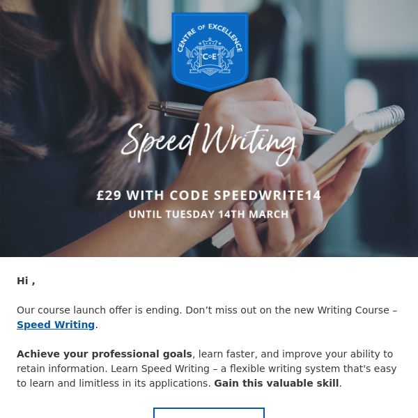 New Course: Speed Writing *£29 offer ending*