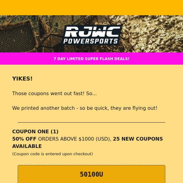 RJWC ONE WEEK FLASH SALE! 🔥 UPDATE ADDED COUPONS!