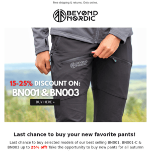 LAST CHANCE! 15-25% discount on our best selling pants! 👖
