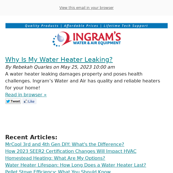 New Article from Ingrams Water & Air