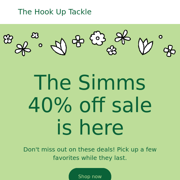 Simms 40 percent off sale is here