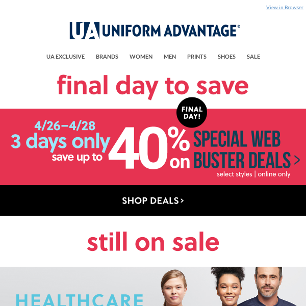 LAST DAY for up to 40% off web busters! - Uniform Advantage
