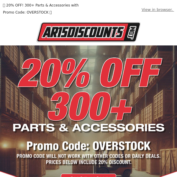  📦 20% OFF! 300+ Parts & Accessories with Promo Code: OVERSTOCK 📦