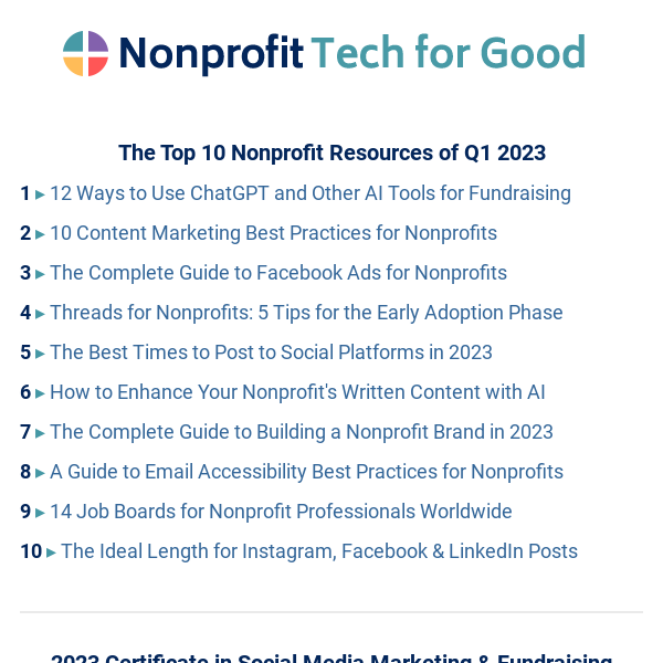 The Top 10 Nonprofit Resources of Q2 2023 🔥