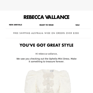 Rebecca Vallance, your Rebecca Vallance Ophelia Mini Dress is waiting