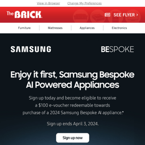 Live Smart! Get a $100 e-Voucher Towards a Samsung Bespoke AI Appliance 📲