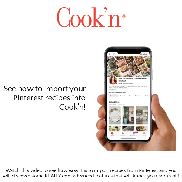 Import Pinterest Recipes into Cook'n