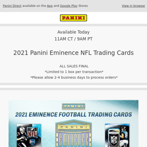 🏈 2021 Panini Eminence NFL Trading Cards Available Today!