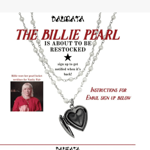 THE BILLIE PEARL LOCKET IS COMING BACK