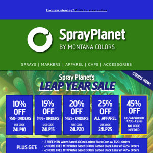 Happy Leap Year! Spray Planet's Leap Day Sale Starts Now