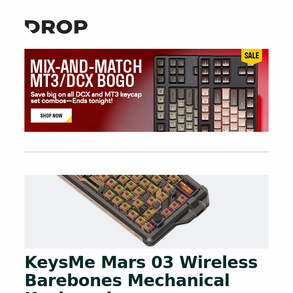 KeysMe Mars 03 Wireless Barebones Mechanical Keyboard, KeysMe Mission To Mars Desk Mat, Vigilant Audio SwitchOne Wireless Powered Speakers and more...