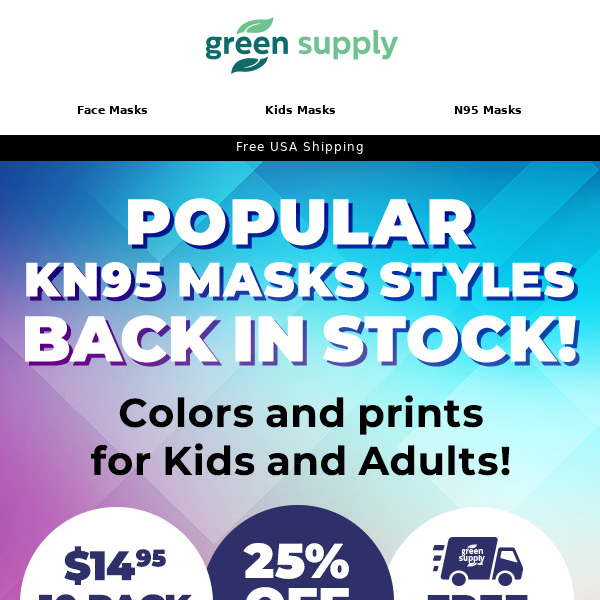 😷🆙Popular KN95 Mask Colors - Back in Stock!