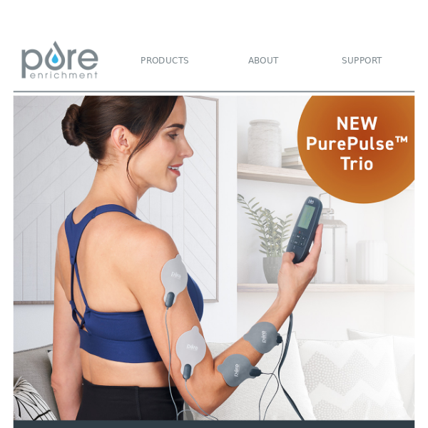 PurePulse Trio Tens & EMS Muscle Stimulator + Heat | Pure Enrichment