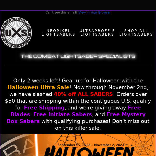 🚨Big Savings! 40% Off ALL Sabers during our Halloween Ultra Sale🚨