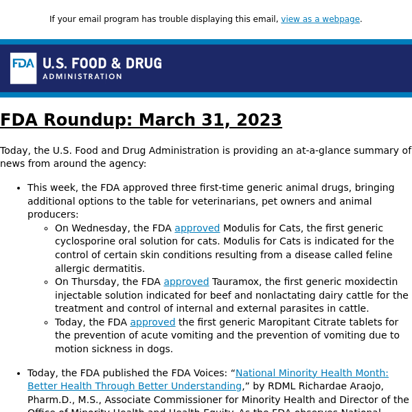 FDA Roundup: March 31, 2023