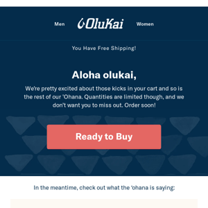 OluKai, Items In Your Cart Are Selling Fast